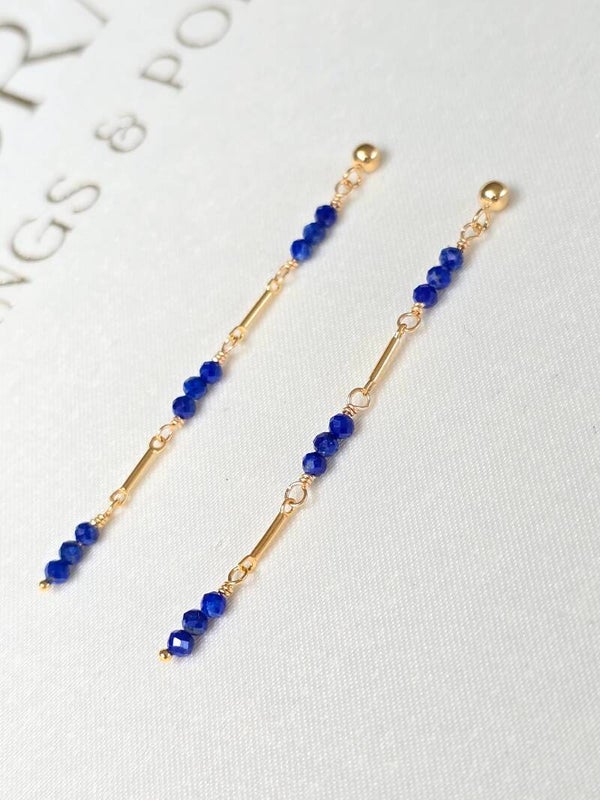 Blue Lapis Lazuli long earrings, 14k gold-filled - 925 sterling silver