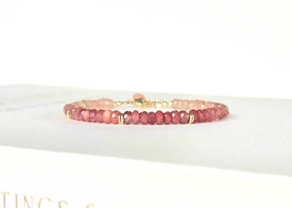 Andesine beaded bracelet, 14k gold-filled - 925 sterling silver