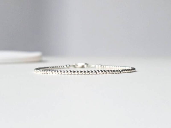 Silver beaded bracelet 2mm, 925 sterling silver