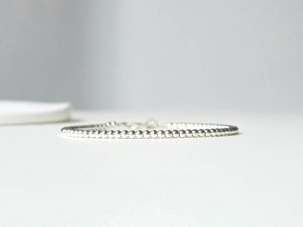 Silver beaded bracelet 2,5mm, 925 sterling silver