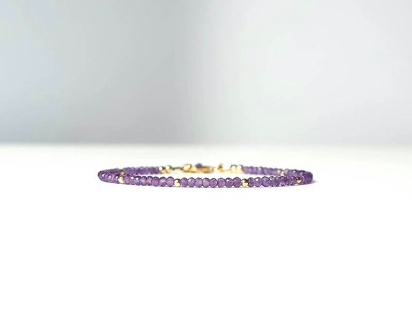 Amethist kralenarmband 2.5mm, 14k goldfilled - 925 sterling zilver
