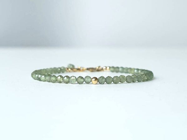 Groene Apatiet kralen armband, 14k goldfilled - 925 sterling zilver
