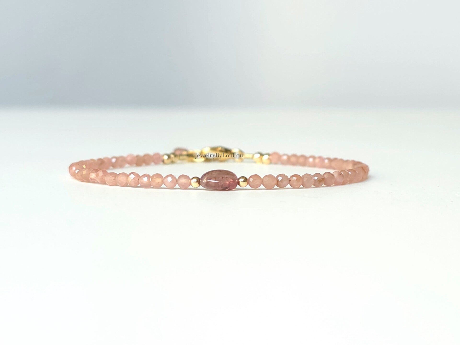 Rhodochrosiet en Spinel armband 14k goldfilled - 925 sterling zilver