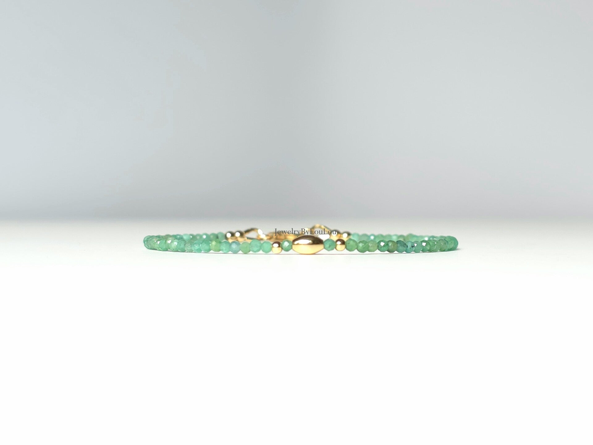Natuurlijke Smaragd armband 2mm, 14k goldfilled