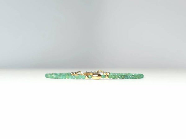 Natuurlijke Smaragd armband 2mm, 14k goldfilled