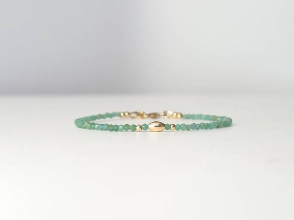 Natuurlijke Smaragd armband 2mm, 14k goldfilled