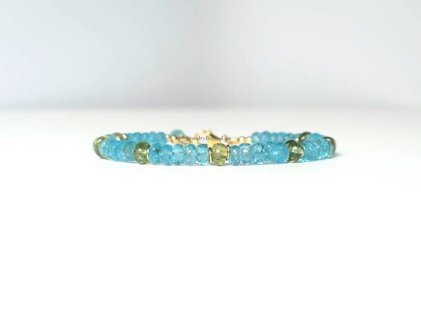Sky en groene apatiet armband 14k goldfilled - 925 sterling zilver
