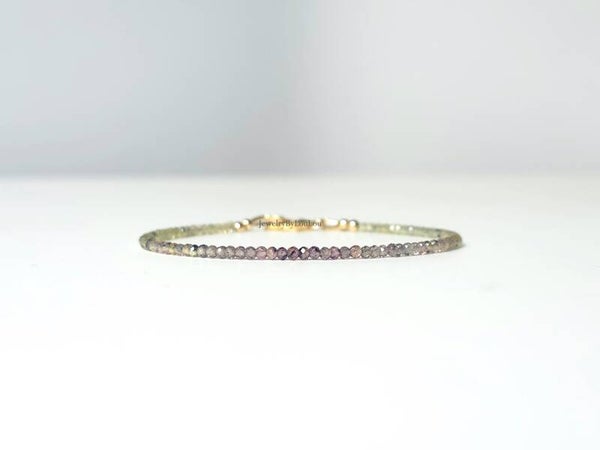 Zacht groen-roze Saffier kralen armband, 14k goldfilled - 925 sterling zilver