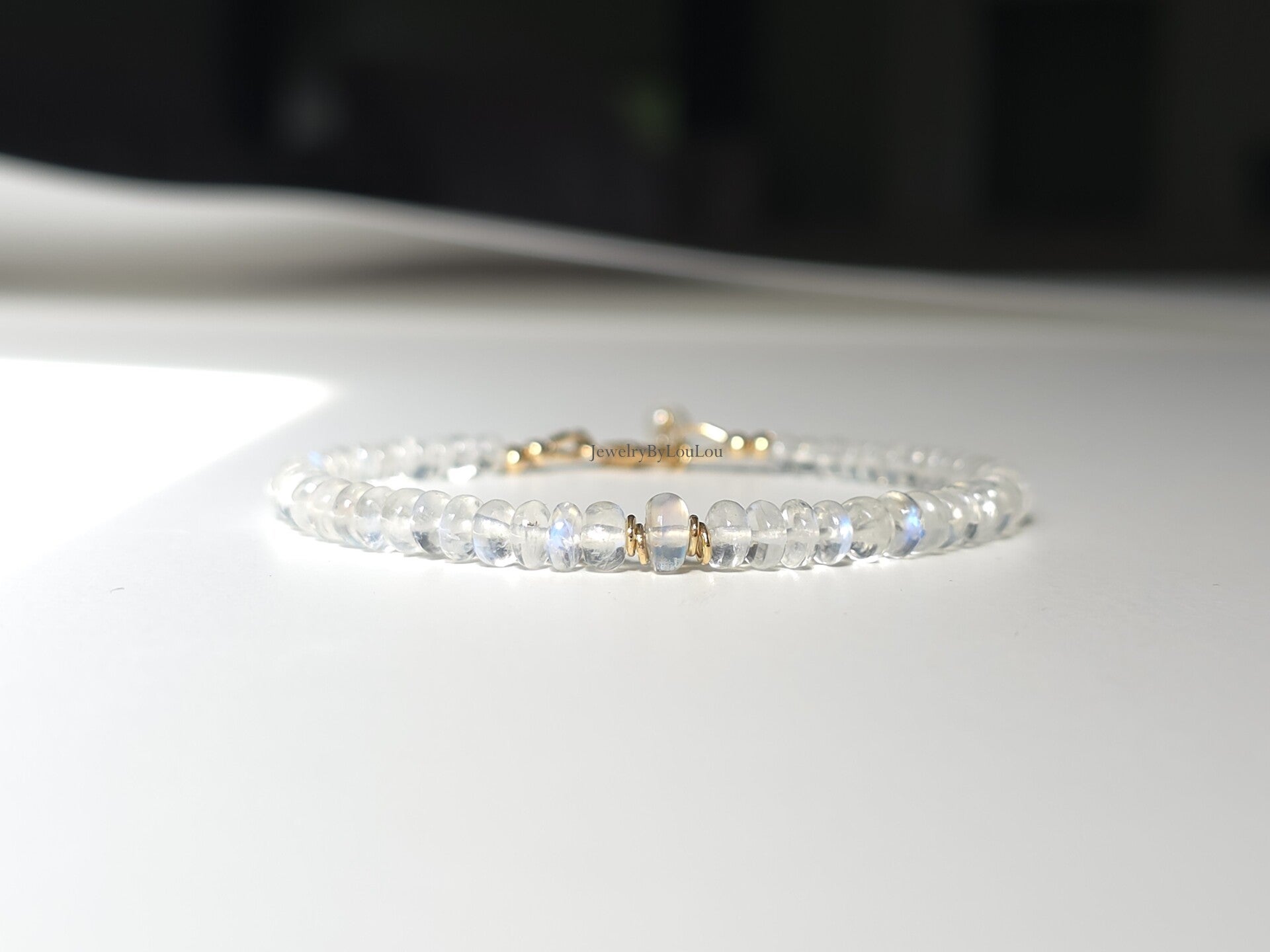 Maansteen kralenarmband, 14k goldfilled - 925 sterling zilver