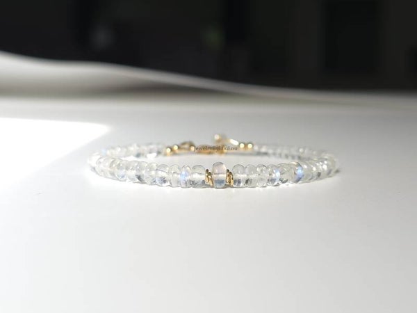 Maansteen kralenarmband, 14k goldfilled - 925 sterling zilver