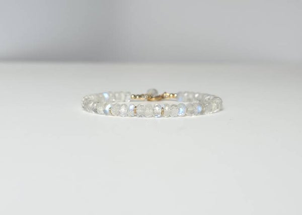 Maansteen kralenarmband, 14k goldfilled - 925 sterling zilver