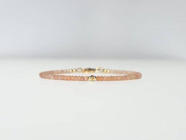 Perzik Maansteen kralen armband, 14k goldfilled - 925 sterling zilver