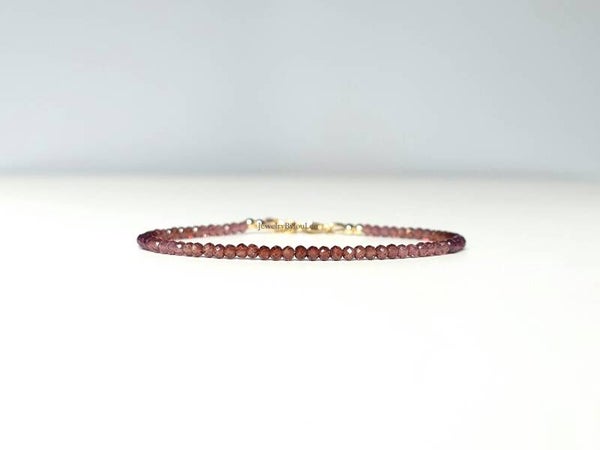 Rode Granaat kralenarmband, 14k goldfilled - 925 sterling zilver