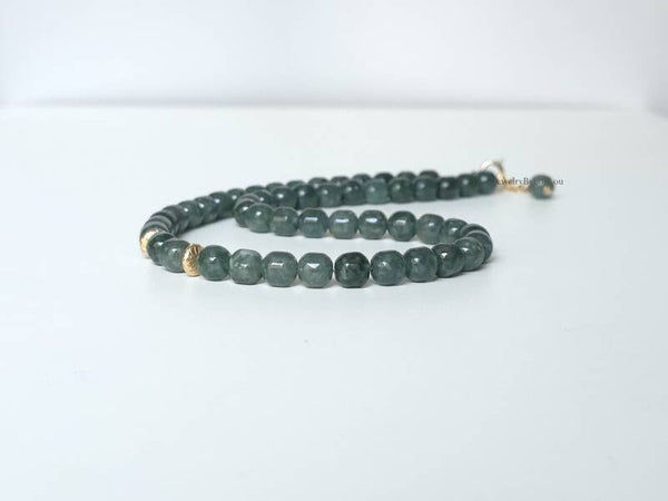 Natuurlijke  Guatemalteekse blauwgroene Jade ketting, 14k goldfilled