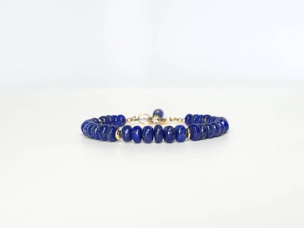 Lapis Lazuli kralen armband, 14k goldfilled - 925 sterling zilver