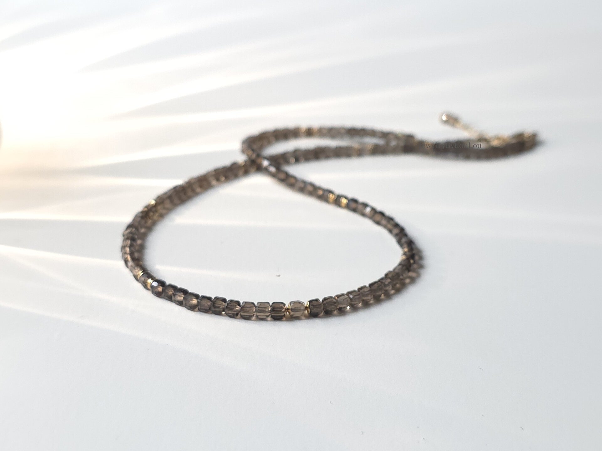 Rookkwarts choker ketting, 14k goldfilled - 925 sterling zilver