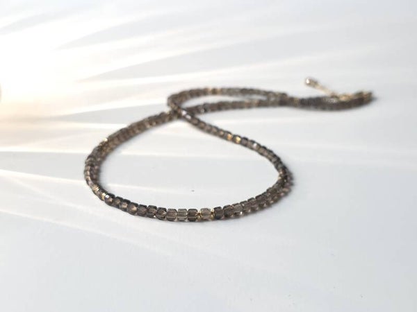 Rookkwarts choker ketting, 14k goldfilled - 925 sterling zilver