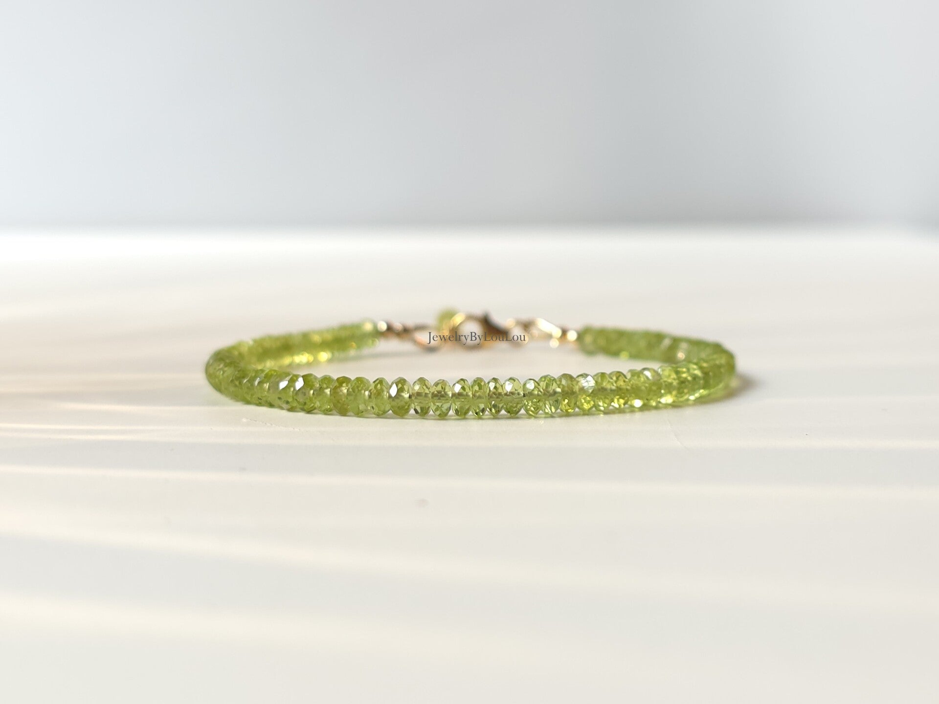 Peridoot kralen armbanden, 14k goldfilled - 925 sterling zilver