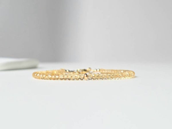 Citrine beaded bracelet, 14k gold-filled - 925 sterling silver