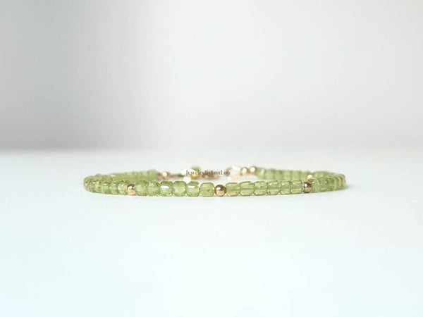 Peridoot kralen armbanden 3mm, 14k goldfilled - 925 sterling zilver