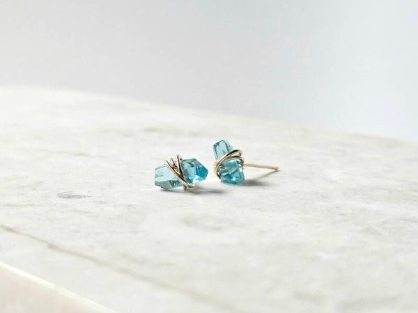 Neon Apatite stud earrings, 14k goldfilled - 925 sterling silver