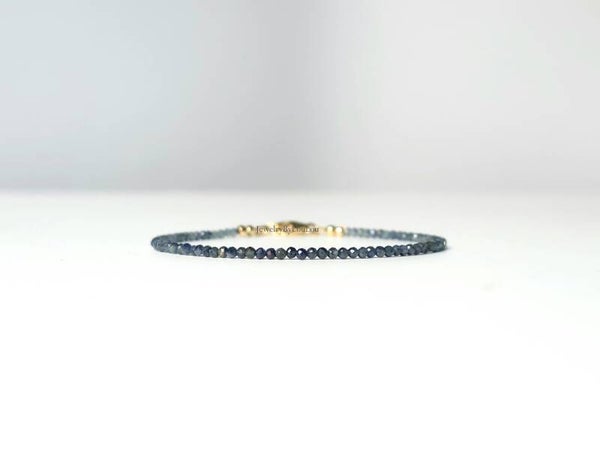 Donkerblauwe Saffier kralen armband, 14k goldfilled - 925 sterling zilver