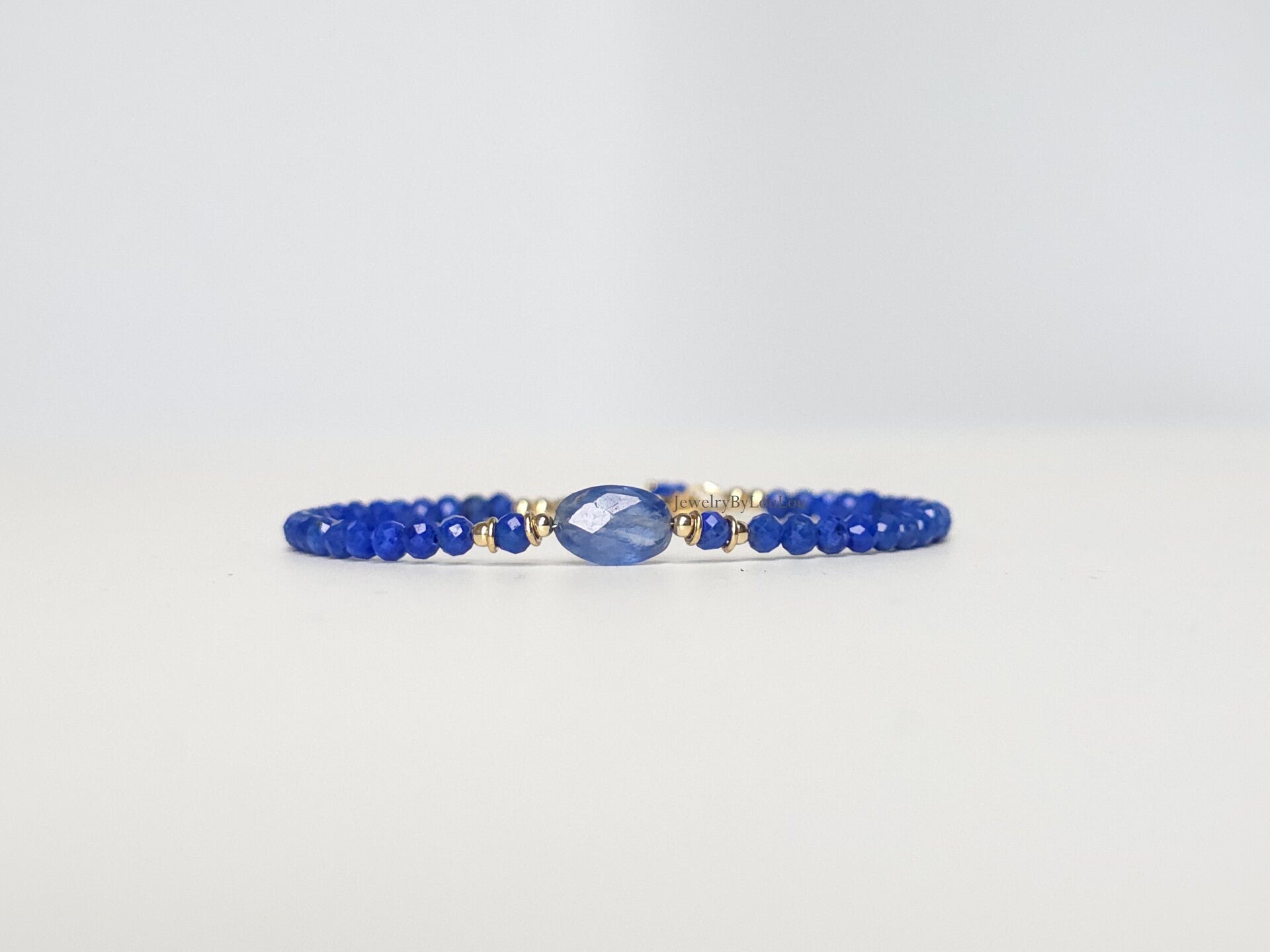 Lapis Lazuli en Kyaniet kralen armband, 14k goldfilled - 925 sterling zilver