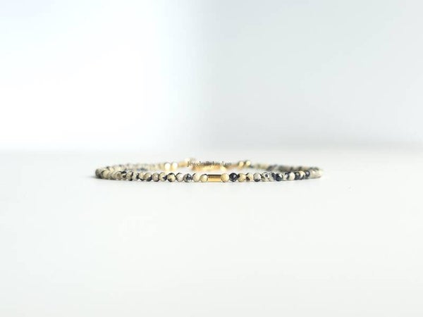 Dalmatiër Jaspis kralen armband, 14k goldfilled - 925 sterling zilver