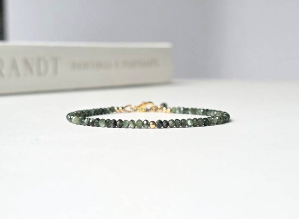 Seraphinite beaded bracelet, 14k gold-filled - 925 sterling silver