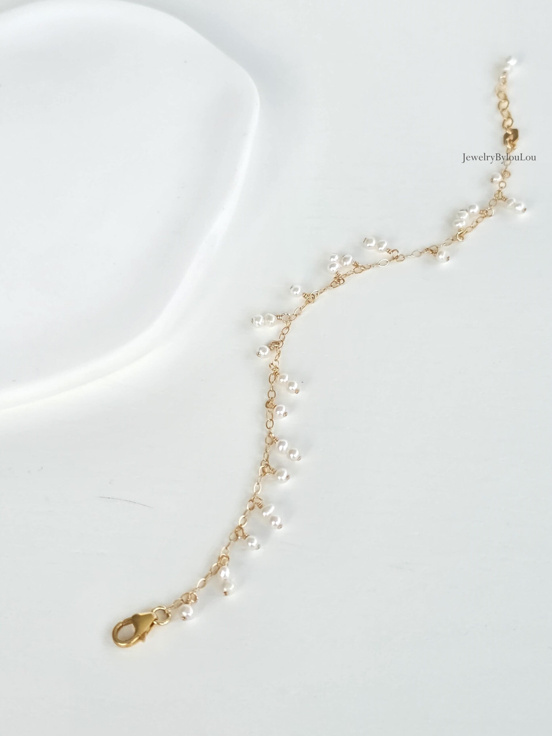 Fine gold bracelet with freshwaterpearls, 14k goldfilled - 925 sterling silver
