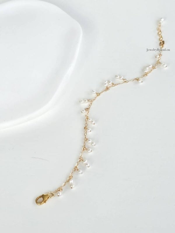 Fine gold bracelet with freshwaterpearls, 14k goldfilled - 925 sterling silver