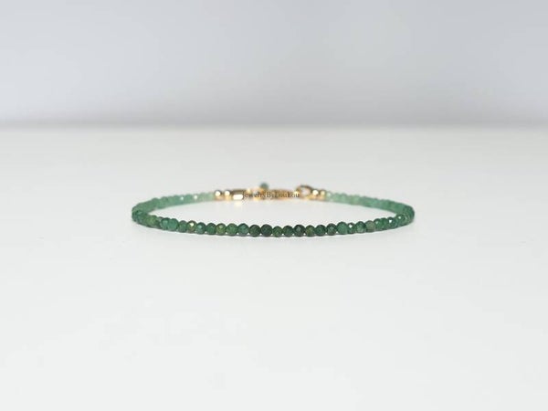 Groene Jade kralen armband, 14k goldfilled - 925 sterling zilver