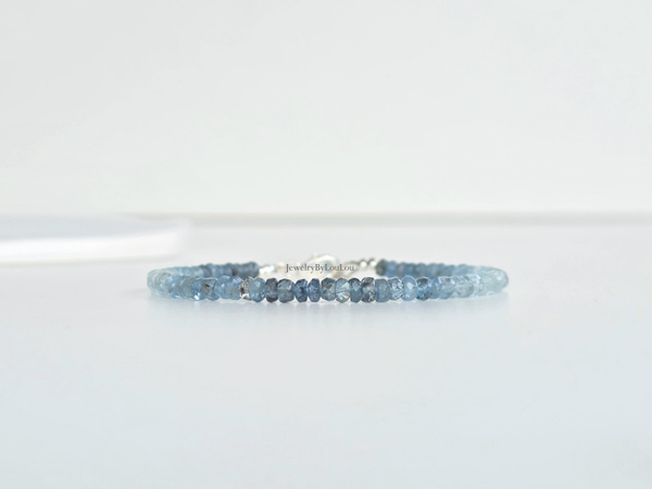 Aquamarine beaded bracelet, 14k goldfilled - 925 sterling silver