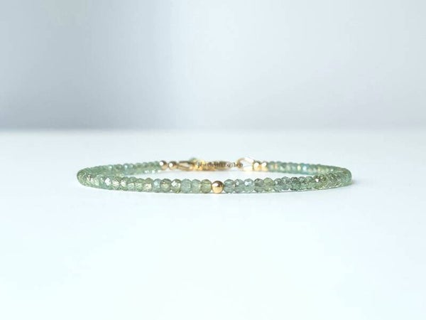 Groene Apatiet kralen armband, 14k goldfilled - 925 sterling zilver