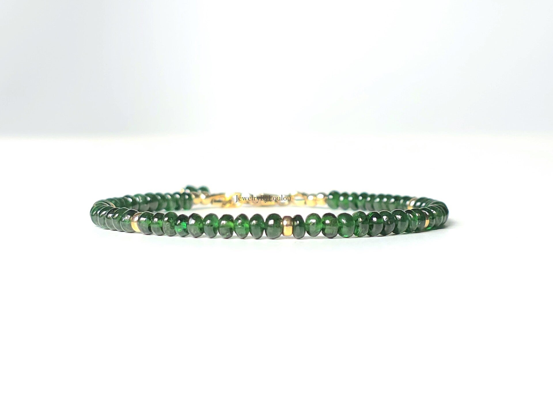 Tsavoriet kralenarmband, 14k goldfilled - 925 sterling zilver