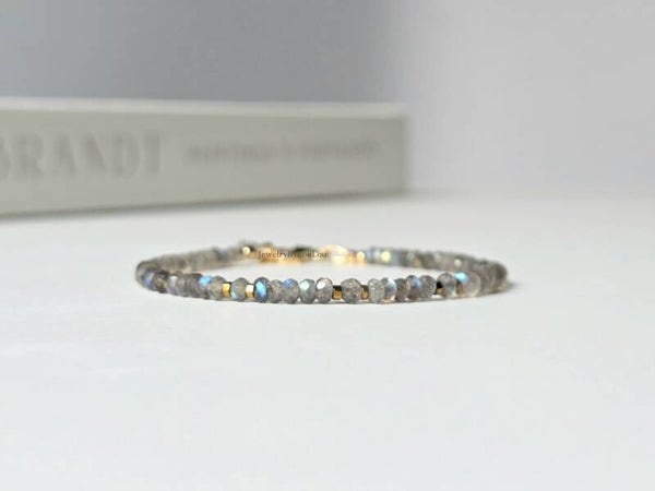 Labradorite beaded bracelet, 14k gold-filled - 925 sterling silver