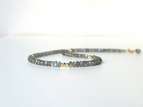 Labradoriet kralen ketting in AAA kwaliteit, 14k goldfilled - 925 sterling zilver