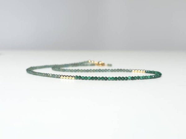 Malachiet en Apatiet choker ketting 2mm, 14k goldfilled - 925 sterling zilver