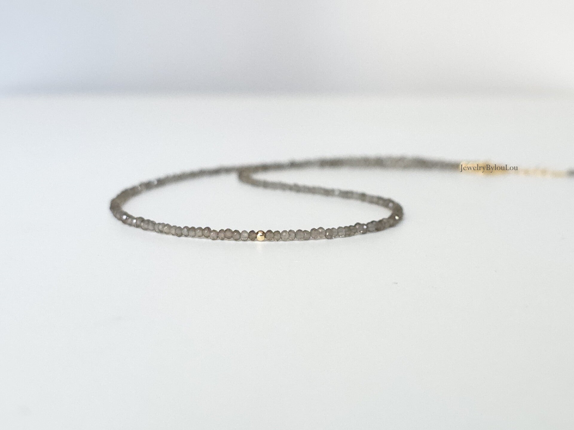 Rookkwarts choker ketting, 14k goldfilled - 925 sterling zilver