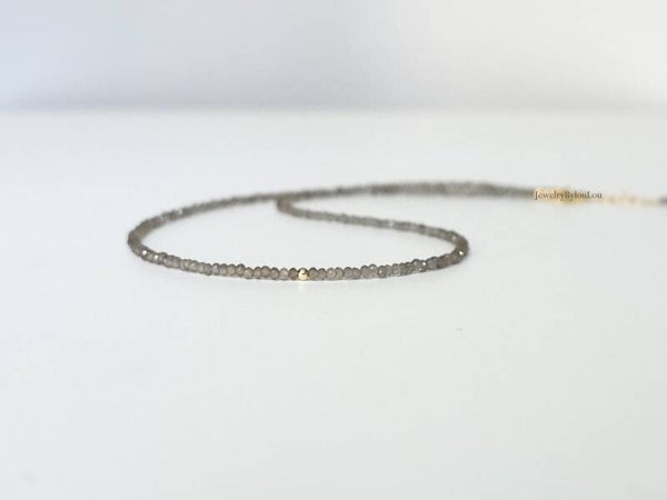 Rookkwarts choker ketting, 14k goldfilled - 925 sterling zilver