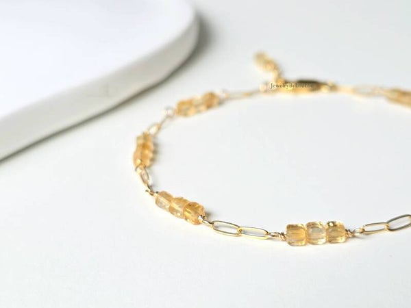 14k Goldfilled bracelet with Citrine, 14k gold-filled - 925 sterling silver