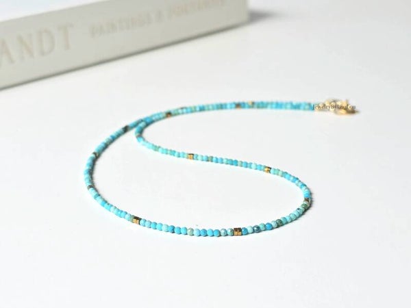Arizona Turquoise choker necklace, 14k gold-filled - 925 sterling silver