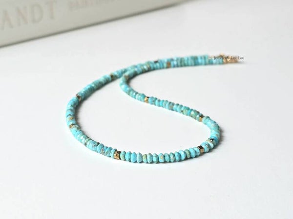 Arizona Turquoise choker necklace, 14k gold-filled - 925 sterling silver