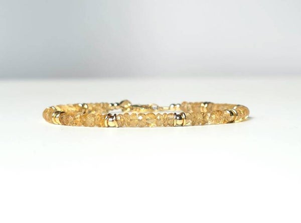 Citrien kralen armband, 14k goldfilled - 925 sterling zilver