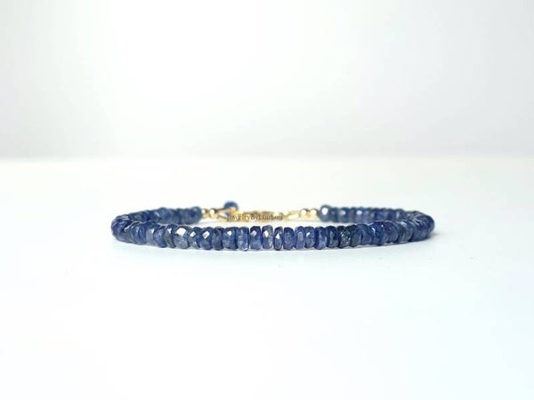 Blauwe Kyaniet kralen armband, 14k goldfilled - 925 sterling zilver