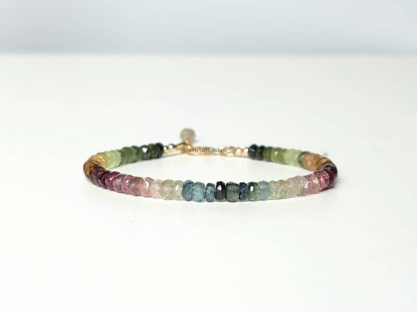 Multi Toermalijn armband, 14k goldfilled - 925 sterling zilver