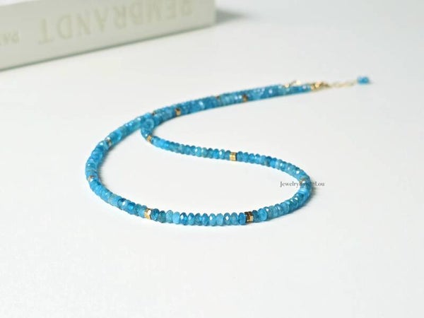 Neon Apatite choker necklace, 14k gold-filled - 925 sterling silver