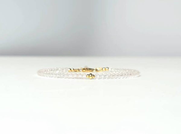 Rozenkwarts kralen armband, 14k goldfilled - 925 sterling zilver