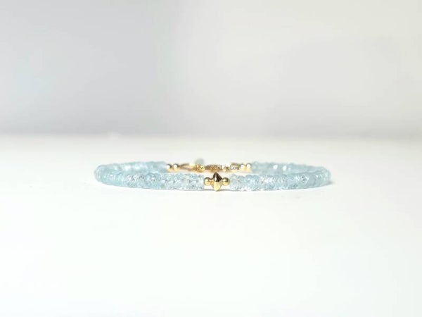 Aquamarijn kralen armband, 14k goldfilled - 925 sterling zilver