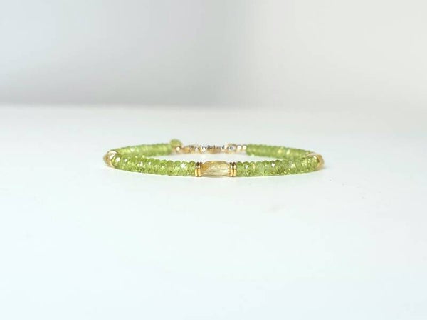 Peridoot en scapoliet kralen armbanden, 14k goldfilled - 925 sterling zilver